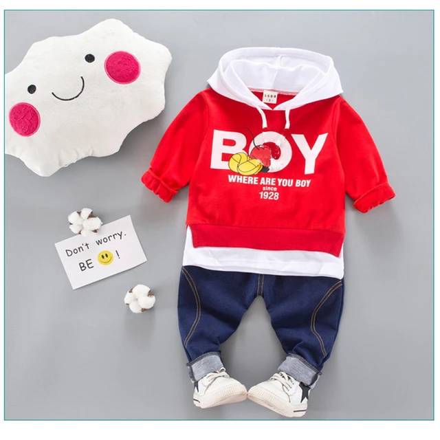 Kid Clothes Sets Baby Boy Cotton Sports Hooded T Shirt Sweatshirt + Pants Children Boys Kids Casual Suits |