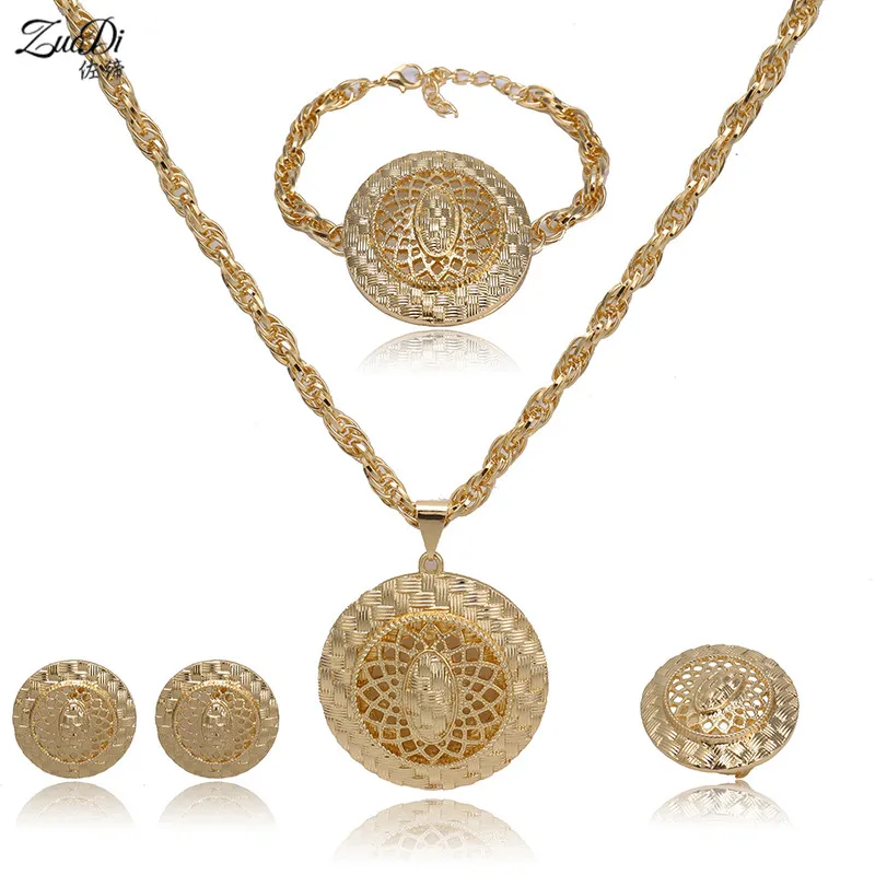 

ZuoDi Exquisite Dubai Jewelry Set Luxury Gold color Jewelry set Brand Nigerian Wedding African Beads Jewelry Set Costume Design
