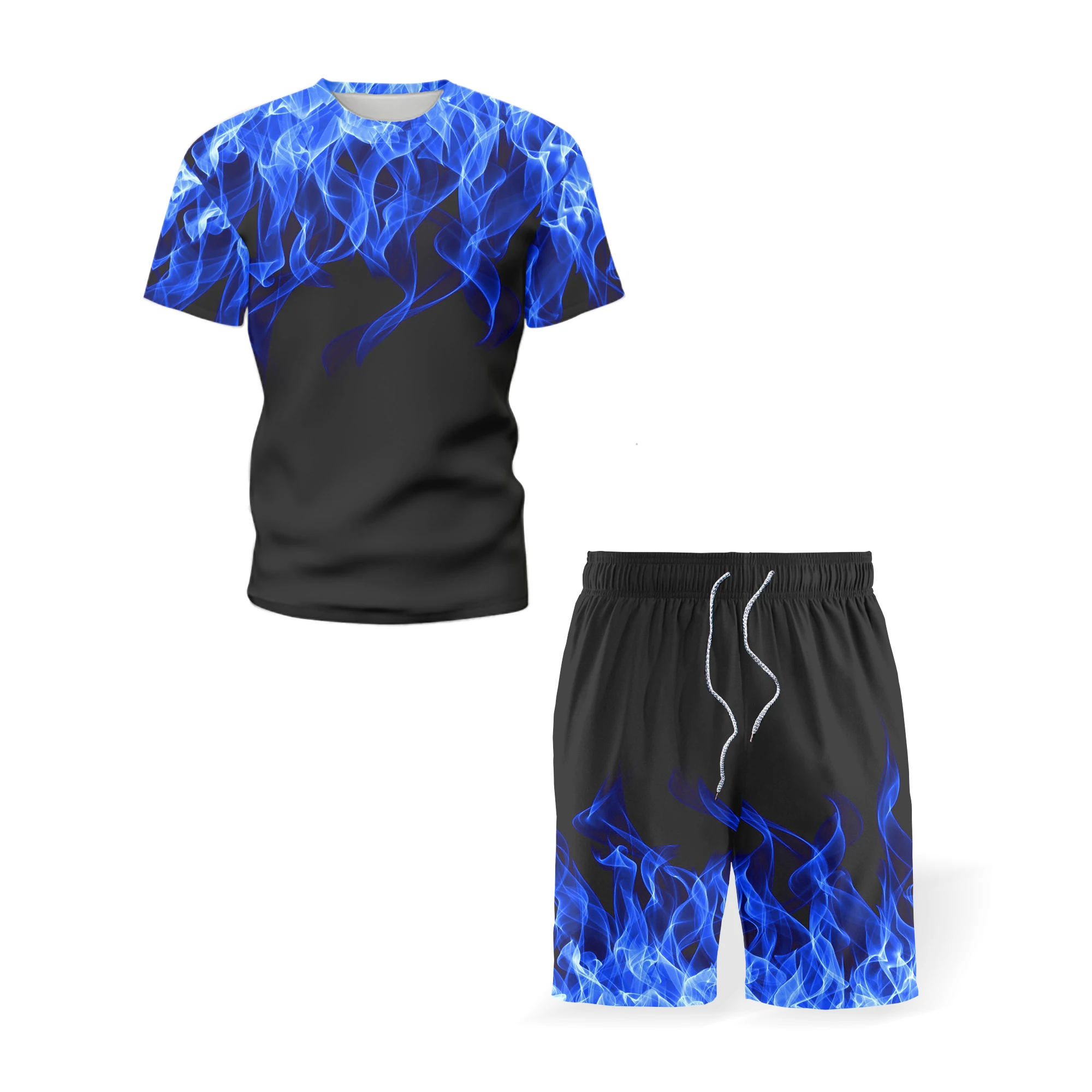 

T-shirt da uomo FAKUNTN 2021 Set Harajuku manica corta Casual sport Street Wear Trend pantaloncini manica corta