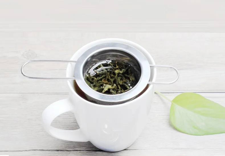 Colador de t&eacute; de acero inoxidable 304 reutilizable, filtro creativo de t&eacute; con mango plegable, WB1104, nuevo, env&iacute;o gratis-5
