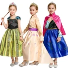 Платье для девочек в стиле Анны и вечерние на день рождения маскарадный костюм Анны и Эльзы платья кроя принцесса для девочек с Снежная королева для маленьких девочек костюмы со снежинками