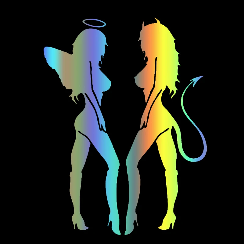 

S51689# Various Sizes/Colors Car Stickers Vinyl Decal ANGEL DEVIL Sexy Girl Motorcycle Decorative Accessories Creative