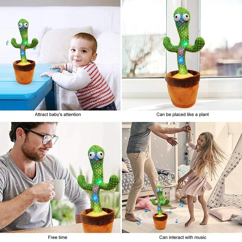 Funny Dancing Cactus Electron Plush talking cactus Songs And Luminous Plant Cactus Twist Dancing Toy Decor For Children Baby