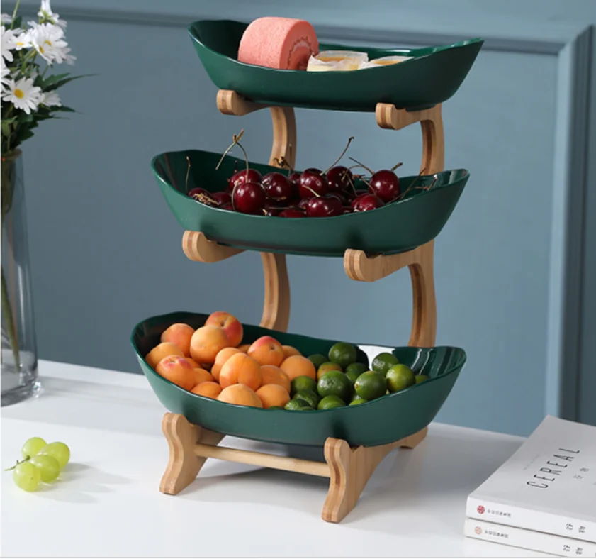 Plastic Living Room Home Three-layer Fruit Plate Candy Dish Creative Modern Dried Basket Snack | Дом и сад