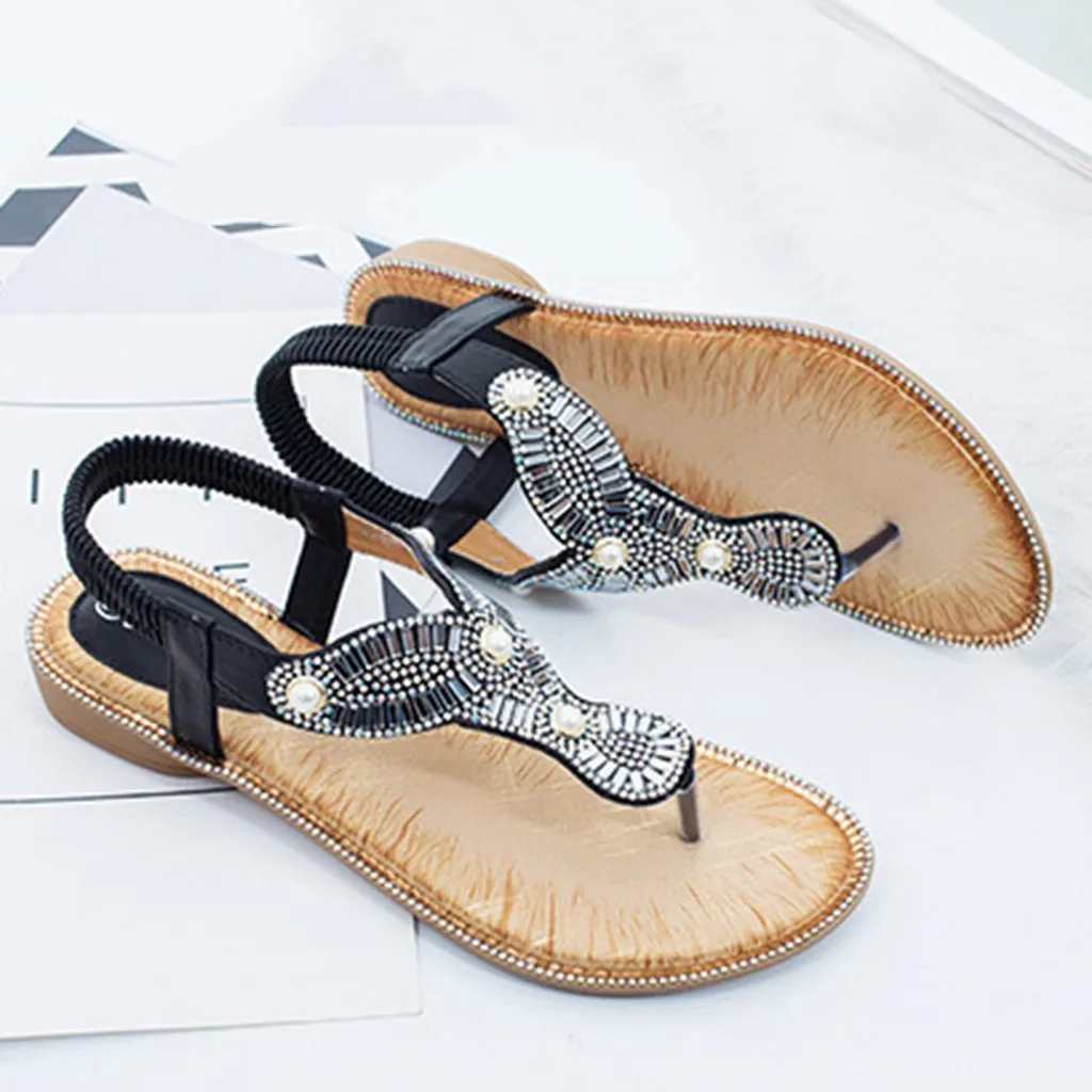 

Women T-strap Flip Flops Thong Sandals Summer Bohemia Style sandalias Sandals Elastic Band Ladies Gladiator Sandal Shoes