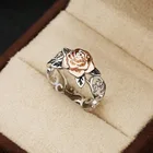 Женское кольцо с цветком, двухцветное кольцо из розового золота, 2019