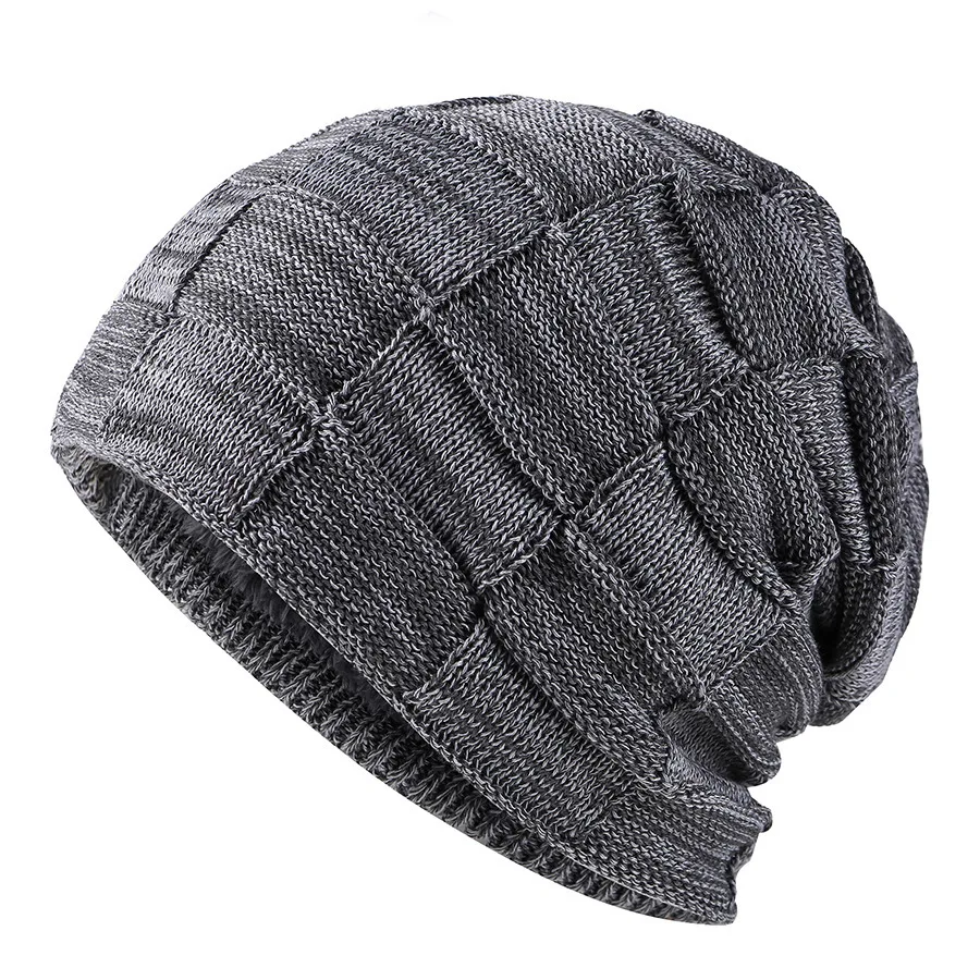 

2020 Autumn/winter New Versatile Two-color Square Pullover for Men Knitted Hat Plus Velvet Ear Protection To Keep Warm