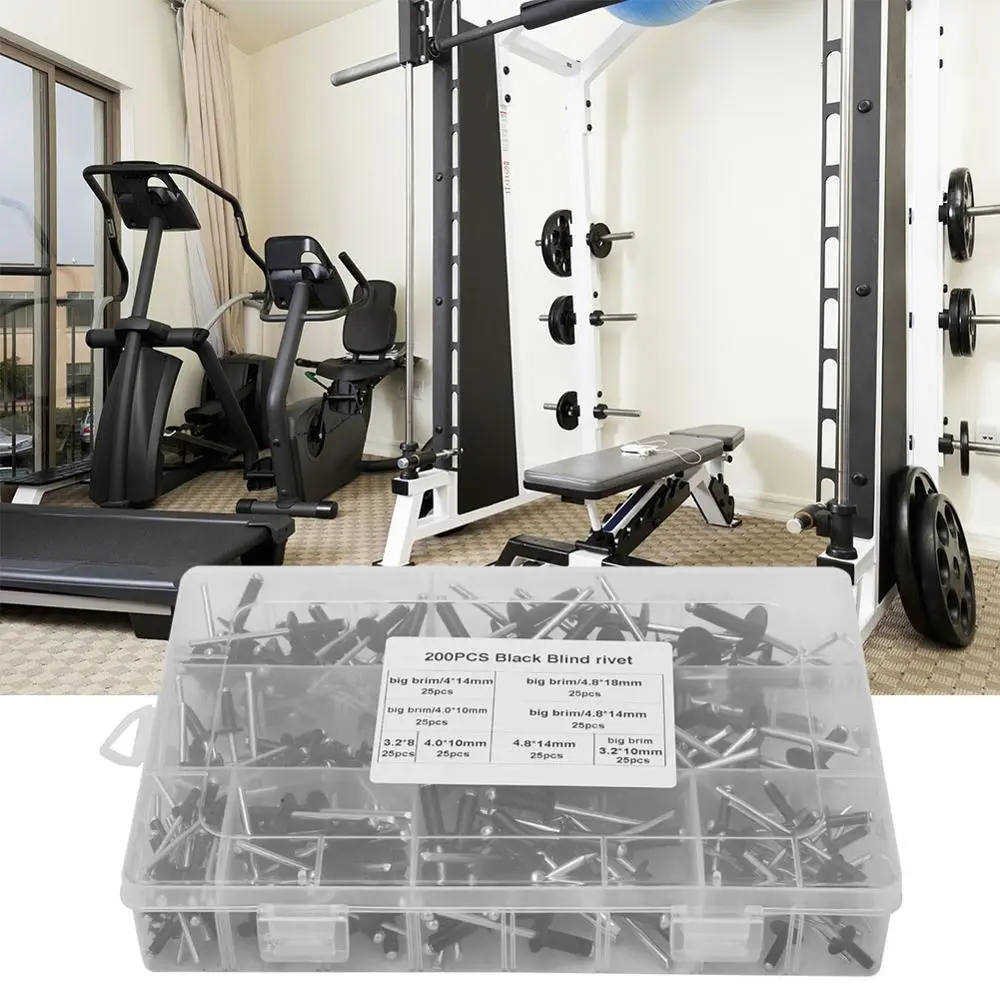 200 шт Черный слепые заклепки алюминиевые заклёпки высокопрочная круглая головки