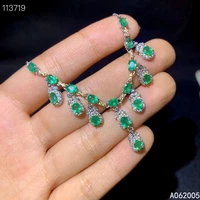kjjeaxcmy fine jewelry 925 sterling silver inlaid natural emerald female new pendant necklace lovely support test luxury