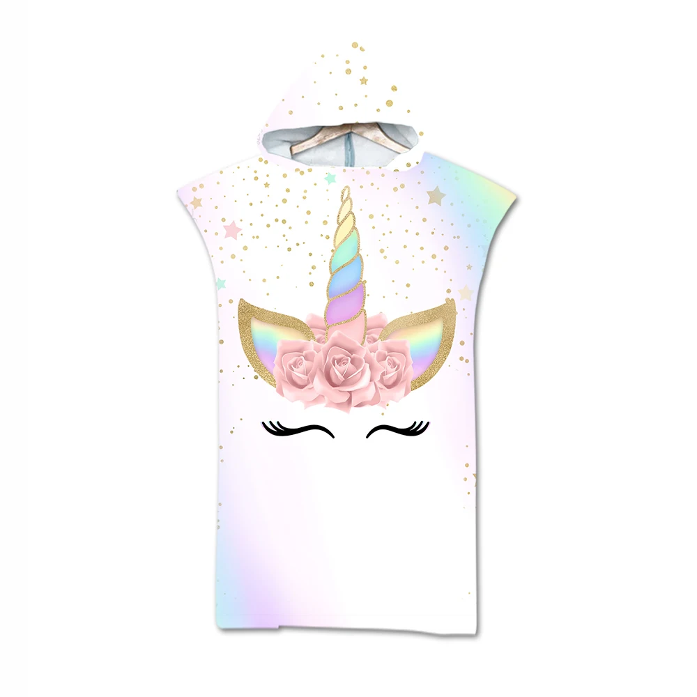 Розовый Единорог микрофибра банное Полотенца Пижама комбинезон для детей с
