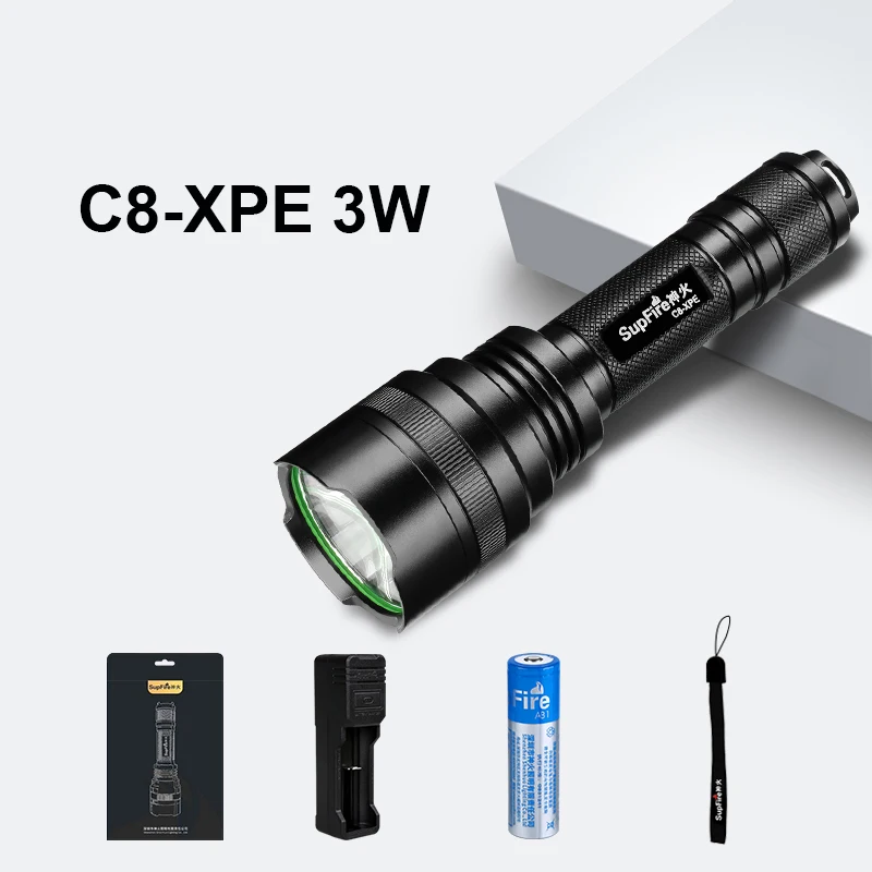 C8-XPE with 18650 Супер мощный светодиодный светильник C8 Flash светильник 2500lm Linterna светодиодный 18650 фонарь для кемпинга Sofirn Convoy Nitecore Fenix Nicron - Испускаемый цвет: C8-XPE with 18650