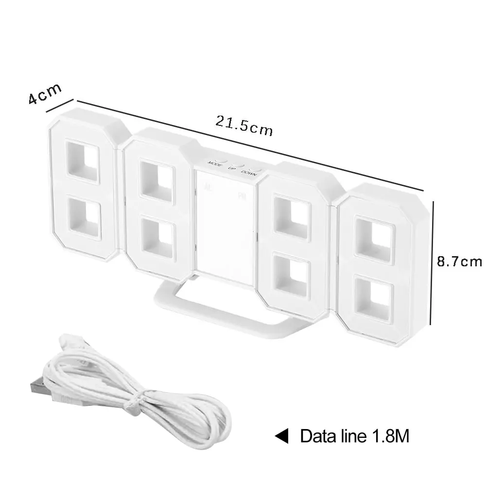 

3D Digital Table Clock Wall Clock LED Nightlight Date Time Celsius Display Alarm USB Snooze Home Decoration Livingroom#91