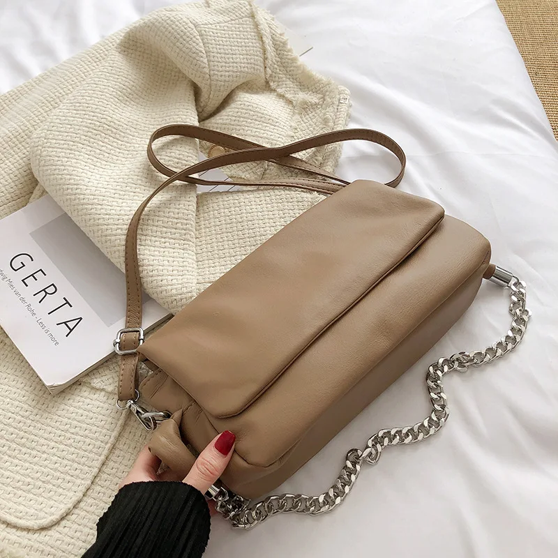 

Кожаная текстурированная сумка через плечо, женская сумка, новинка 2021, модная зимняя сумка через плечо из мягкой кожи, сумка через плечо с це...