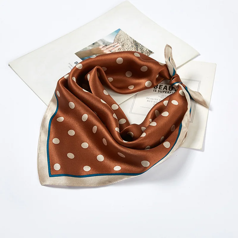 

4 Color Summer 100%Silk 53cm Square Scarf Lady Hair Foulard Bag Scarves Women Wave Point Head Neck Kerchief Wholesale