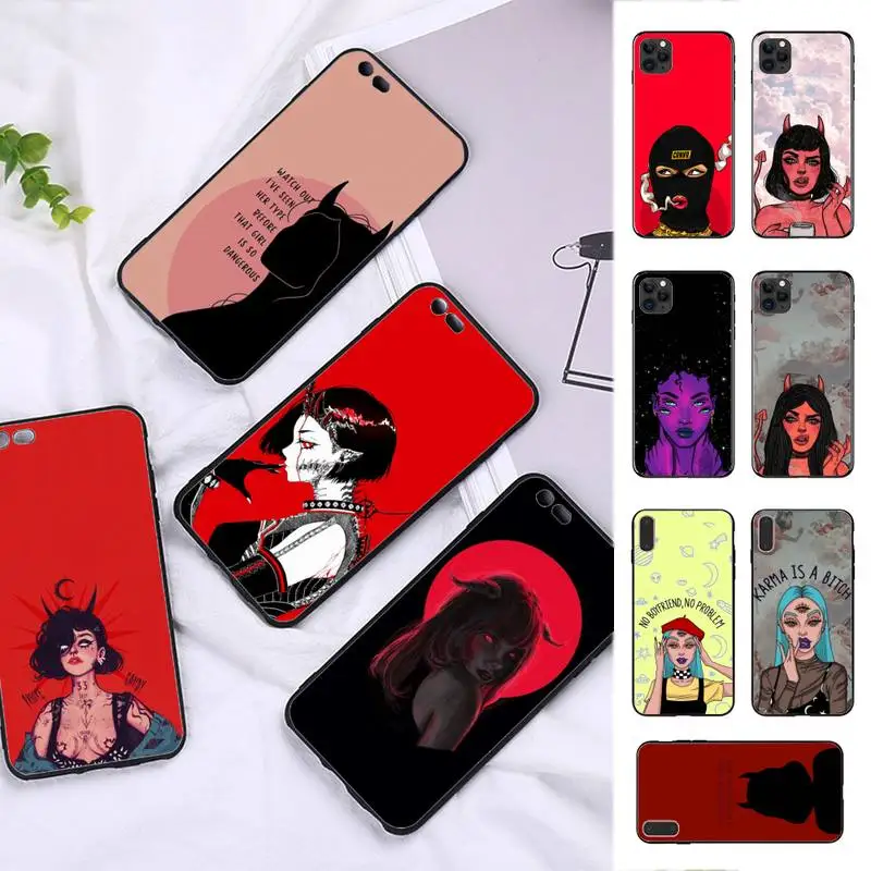 

Sexy Devil Woman Phone Case for iphone 13 8 7 6 6S Plus X 5S SE 2020 XR 11 12 pro XS MAX