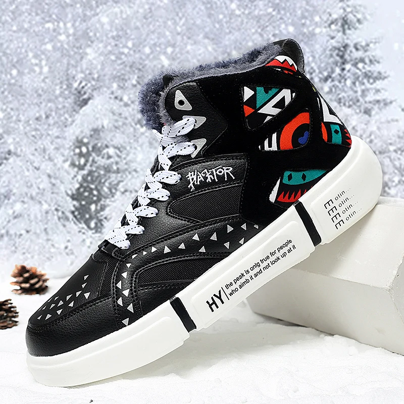 Женские высокие кроссовки теплая зимняя обувь с плюшевой подкладкой на