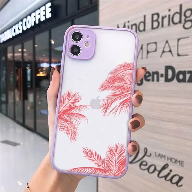 

rose gold palm tree Phone Cases matte transparent For iphone 7 8 11 12 plus mini x xs xr pro max cover