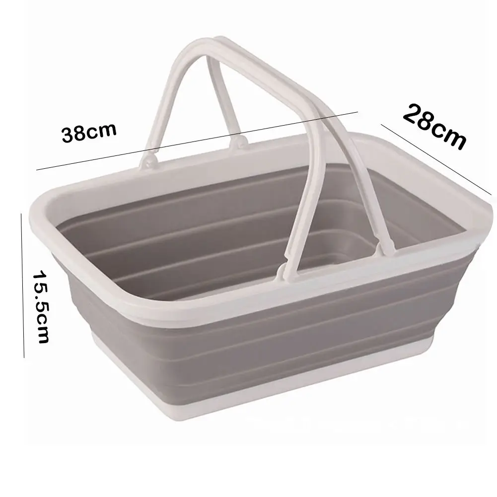 Portable Folding Plastic Square Bucket Vegetable Fruits Washing Basket Water Storage Basin Kitchen Organizer Tools