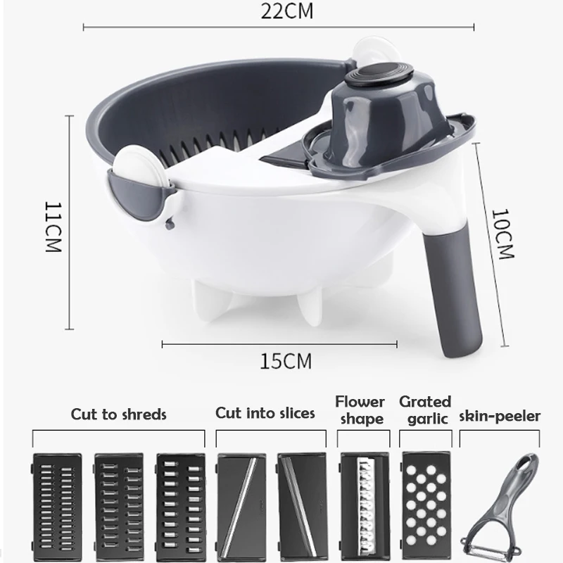 Многофункциональная ручная овощерезка вращающаяся терка для овощей со сливной