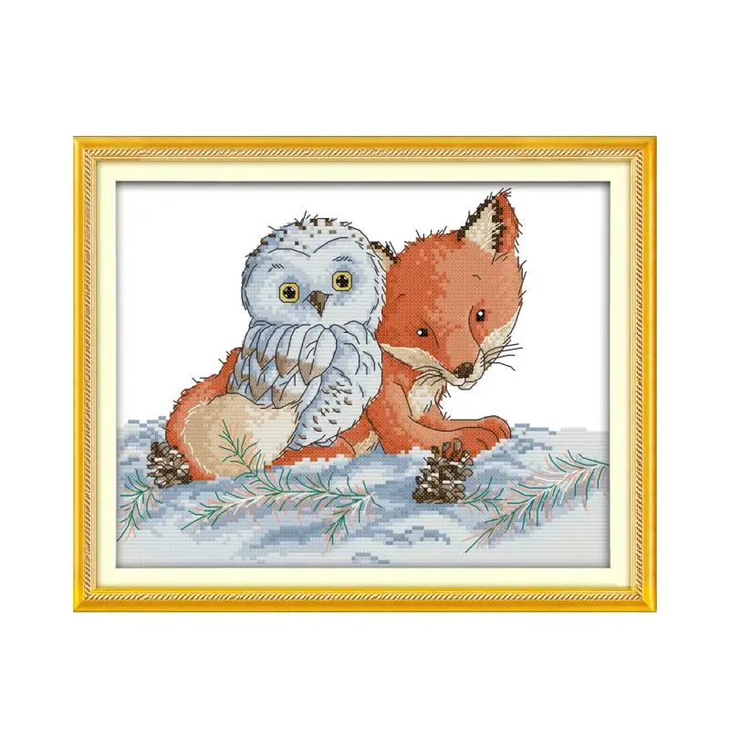 Вышивка крестом лисица и сова Набор для вышивки aida 14ct 11ct холсты стежков с принтом