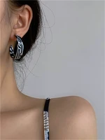 c shape leopard acrylic earring fashionable retro geometric stud earrings girl women party jewelry accessories christmas 2021