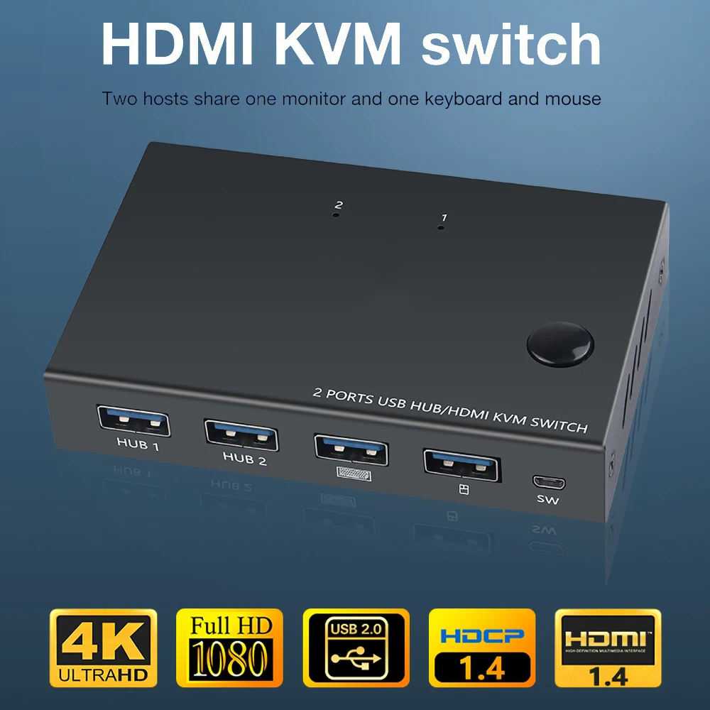 2 Порты и разъёмы 4K переключатель USB KVM коммутатор VGA PLC сплиттер для совместного