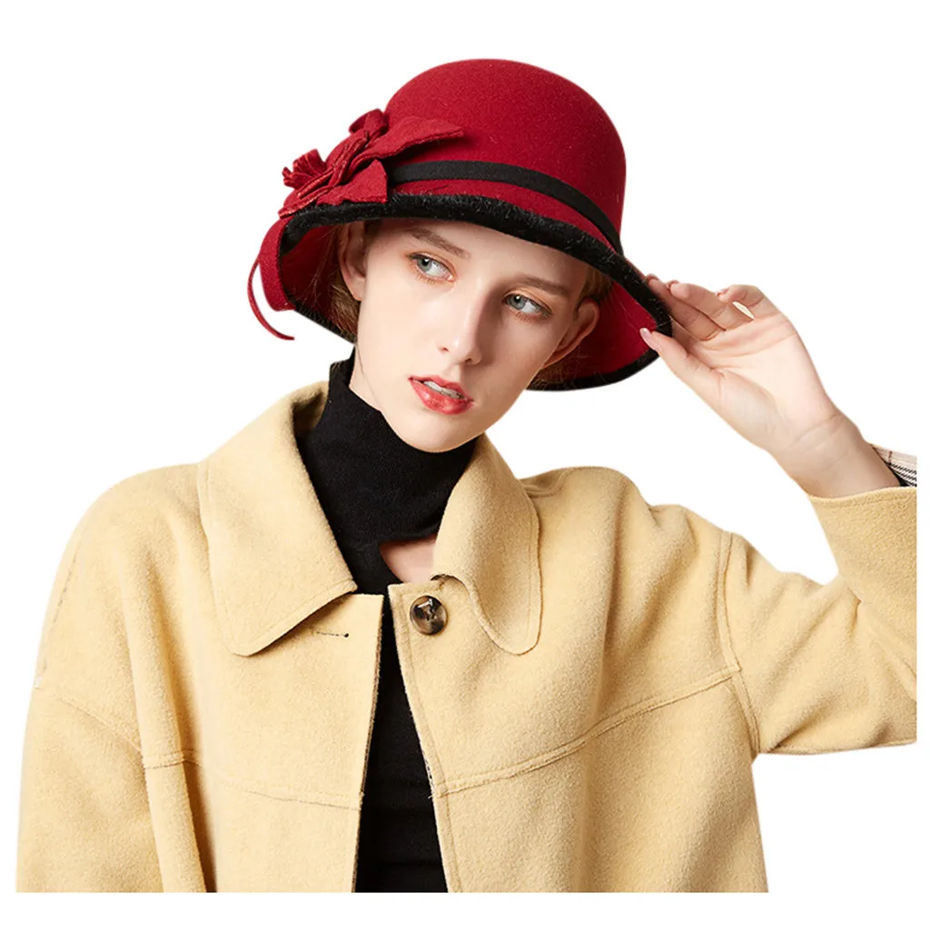 2019 осень зима шляпа женская элегантная Цветочная одноцветная sombrero mujer Дамская