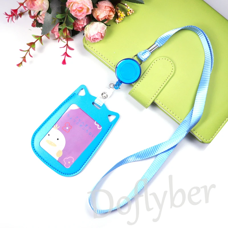 С милым рисунком кота Форма искусственная кожа удостоверение личности держателя