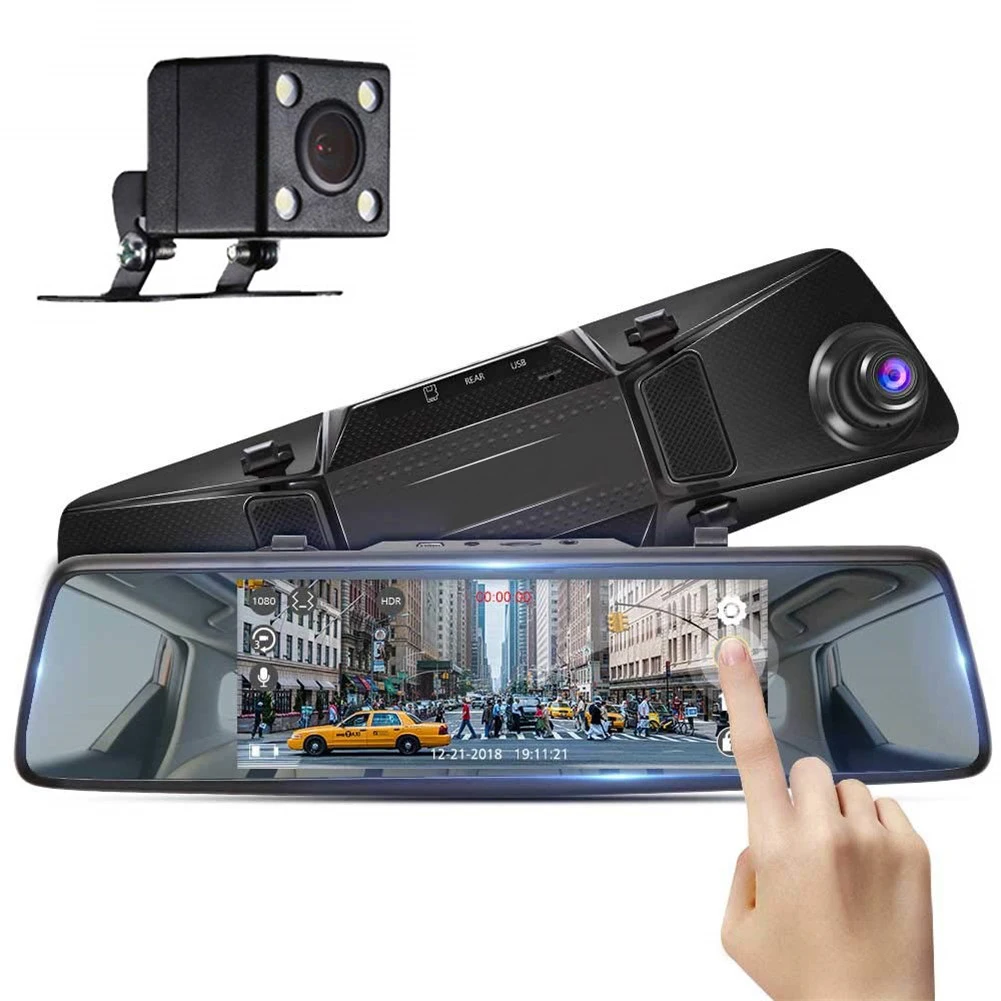 

Mirror Dash Cam with 1080p Dual Dash Camera for Cars Front Rear 7 inches Touch Screen G-Sensor Loop Record Park Monitor