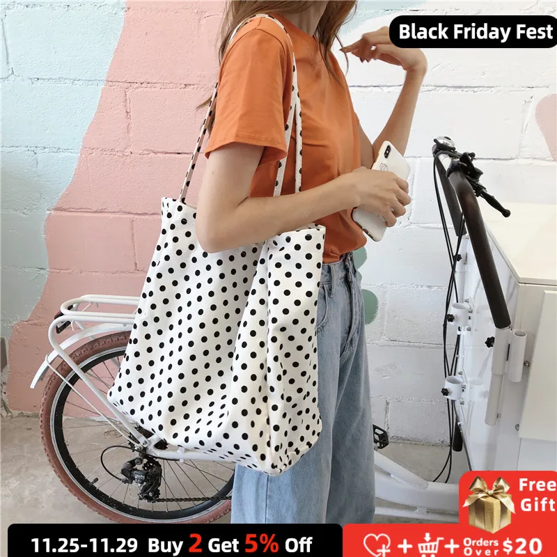 

Fashion Canvas Women's Shoulder Bag Vintage Student Girls Travel Casual Tote Large Capacity Eco Foldable Women Shopping Handbags