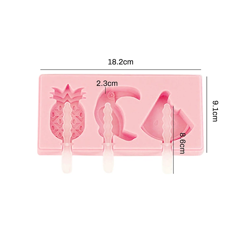 

Pink Silicone Ice Cream Mold with Lid Animals Shape Jelly Mold Kid Handmade DIY Dessert Popsicle Ice Grid 12pcs Popsicle Stick