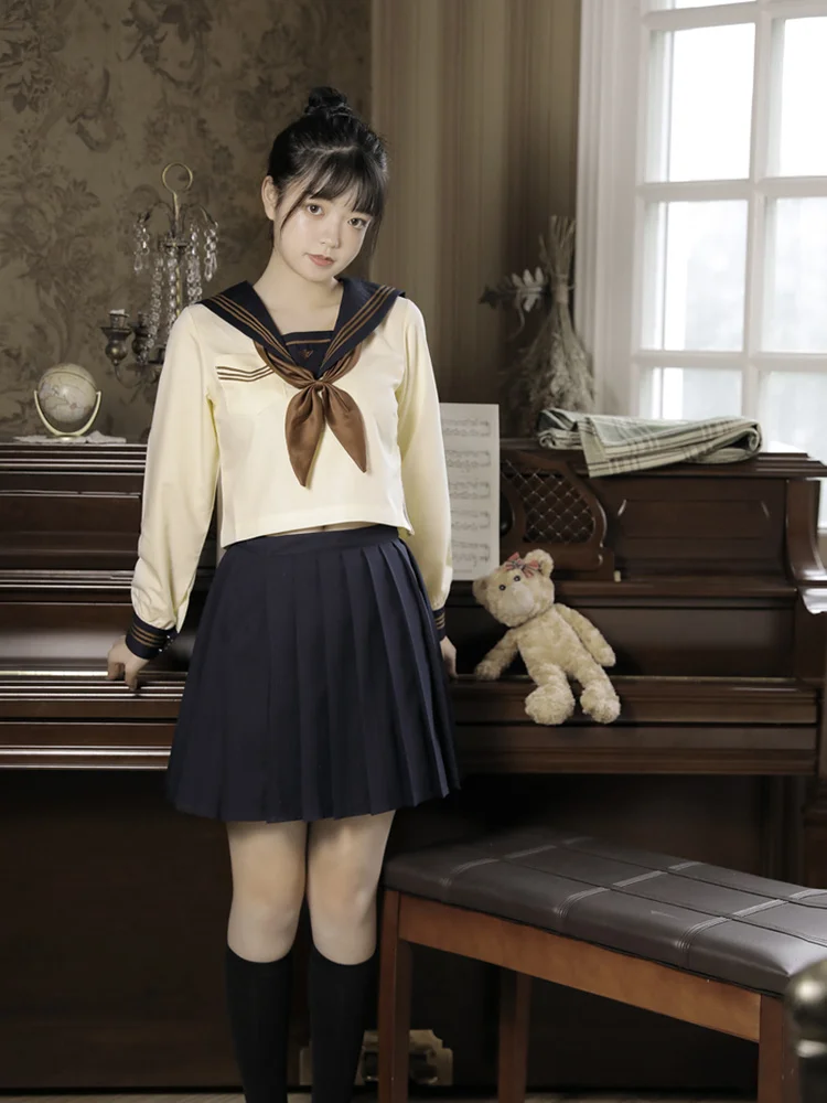 

Japanese fashion JK Uniform Skirt Summer College Suit Pleated Skirt Business Attire Girl's school girl uniform sailor shirt