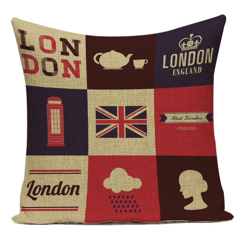 Pillow Cover Home Decor Cushion London Paris Sydney Sofa Covers Custom Seat Bed British Flag Soldiers Case |