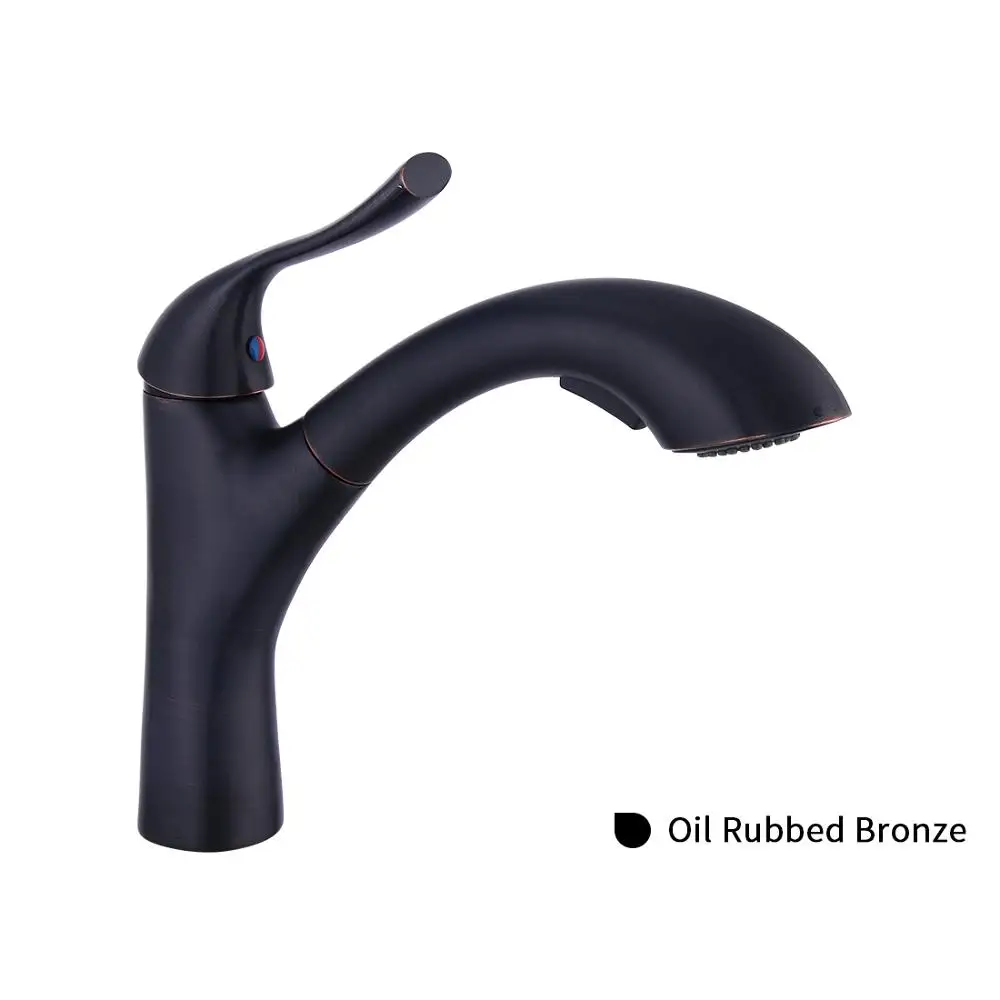 Oil Rubbed Bronze SOGNARE, кран для кухонной раковины с одной ручкой, с выдвижным распылителем, горячий и холодный кухонный кран, латунный матовый никель, кран для воды - Цвет: Oil Rubbed Bronze