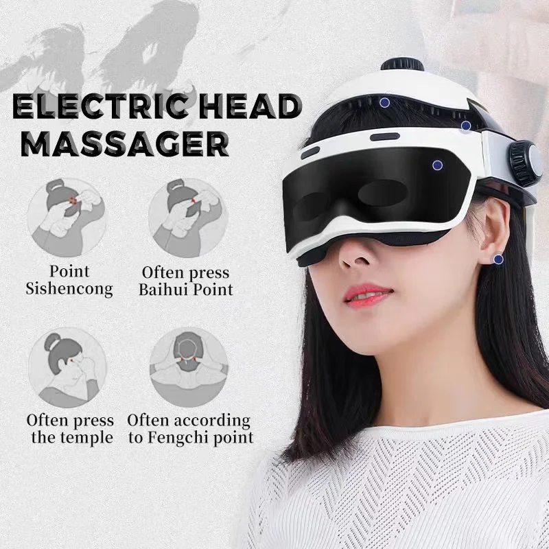 Electric Head Massager Home Scalp Automatic Hot Compress Relaxation Massager Headache Air Pressure Kneading Bluetooth Music