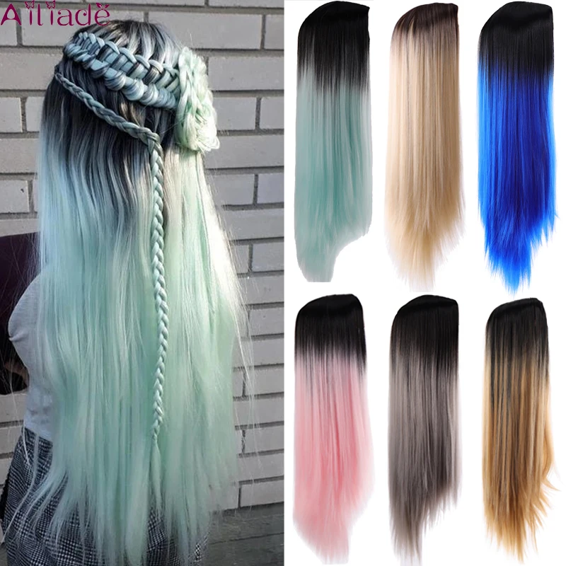 Парик AILIADE Синтетический прямой Женский термостойкий длинный мятно зеленый