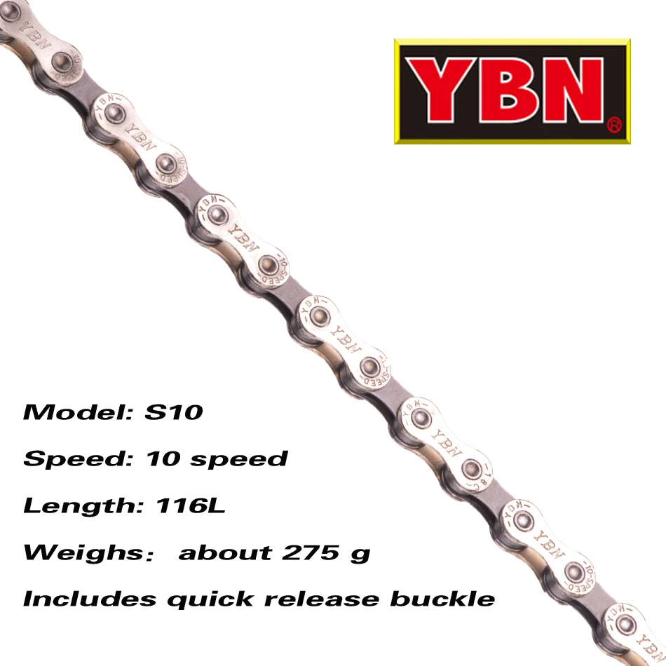 10S silver 116L YBN X12L x10 x10sl x9sl x11sl велосипедная цепь 9 10 11s Золотой горный шоссейный велосипед sram SHIMANO 116 Длина велосипедная цепь - Цвет: 10S silver 116L