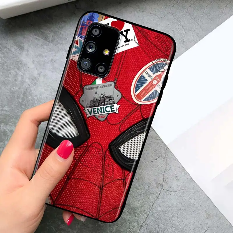 

M-Marvel spider man For Samsung A01 A02 A02S A11 A12 A21 A21S A22 A31 A32 A41 A42 A51 A52 A71 A72 A81 A91 UW 5G Black Phone Case