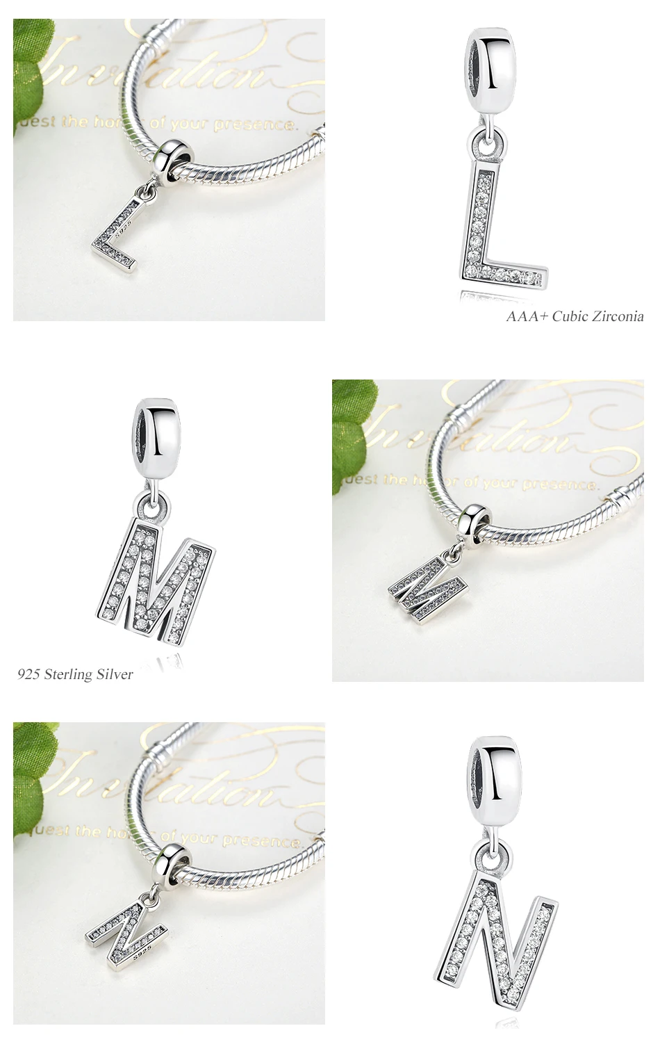 BELAWANG 925 пробы серебряные бусины с буквами, подходят для Pandora, подвески, серебро 925,, кристалл, алфавит, A-Z, подвеска с буквами