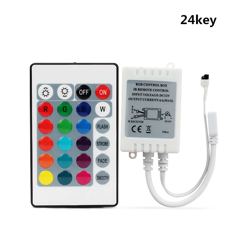 24key RGB IR пульт дистанционного управления 3key 24key 44key DC12V для SMD 2835 3528 5050 5730 5630 3014 Светодиодные ленты света - Цвет: 24key