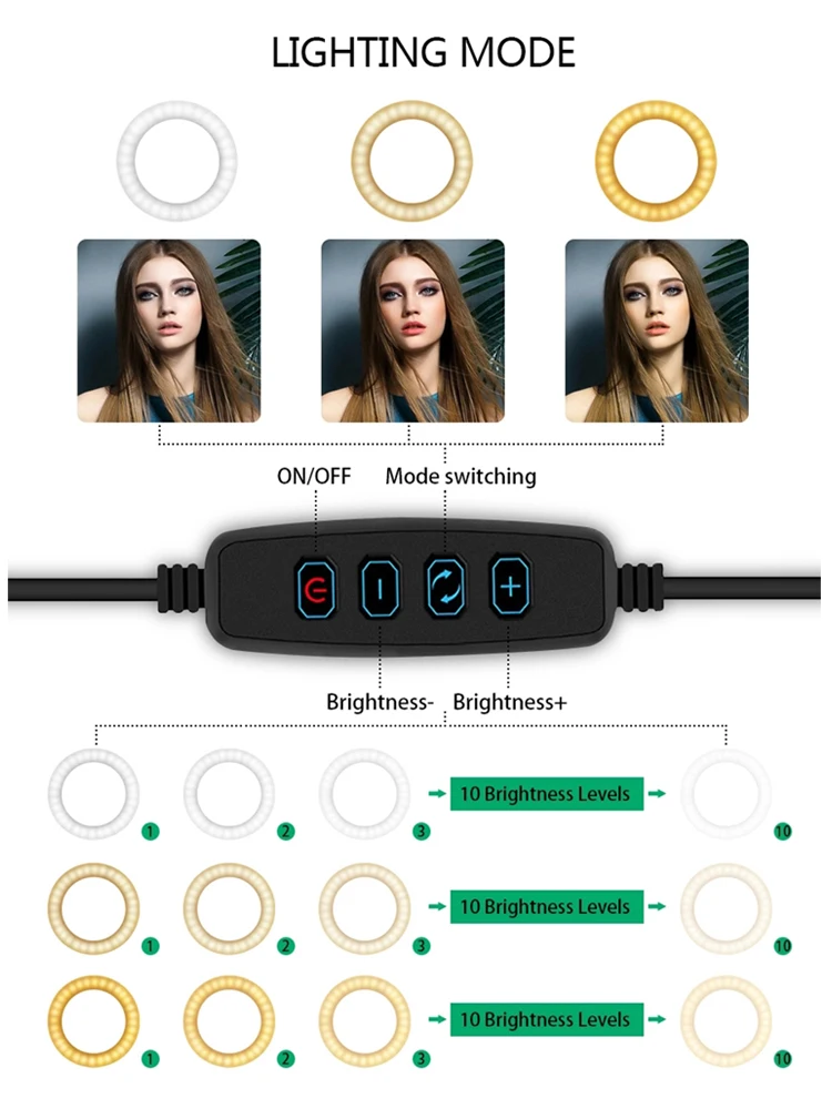 Настольный кольцевой светильник для селфи TKL держатель телефона с микрофоном