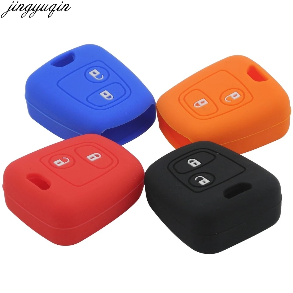 

Jingyuqin 2 Buttons Silicone Remote Key Cover For Citroen C1 C2 C3 Pluriel C4 C5 C8 Xsara Picasso For Peugeot 206 307 207 408