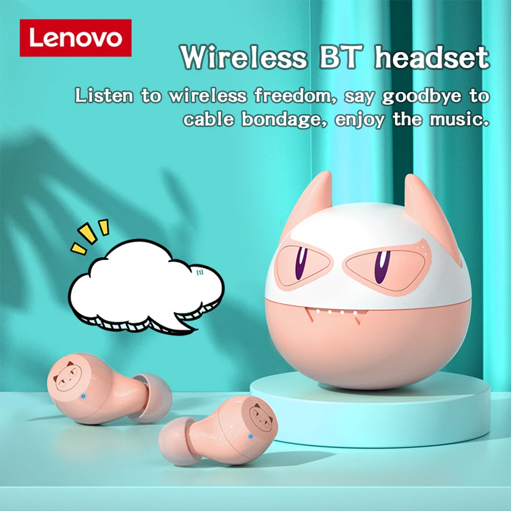 

Lenovo X15 Wireless Headphones HIFI Noise Cancelling Handsfree Earphones With Mic Mini Bluetooth-Compatible Earbuds Black