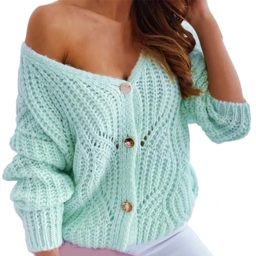 

Женский однобортный Кардиган с V-образным вырезом, на пуговицах