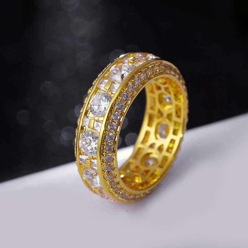 

Unique Wedding Ring for Women Round Square Cut Blinking CZ Gold-Color Stacking Anelli Frauenringe