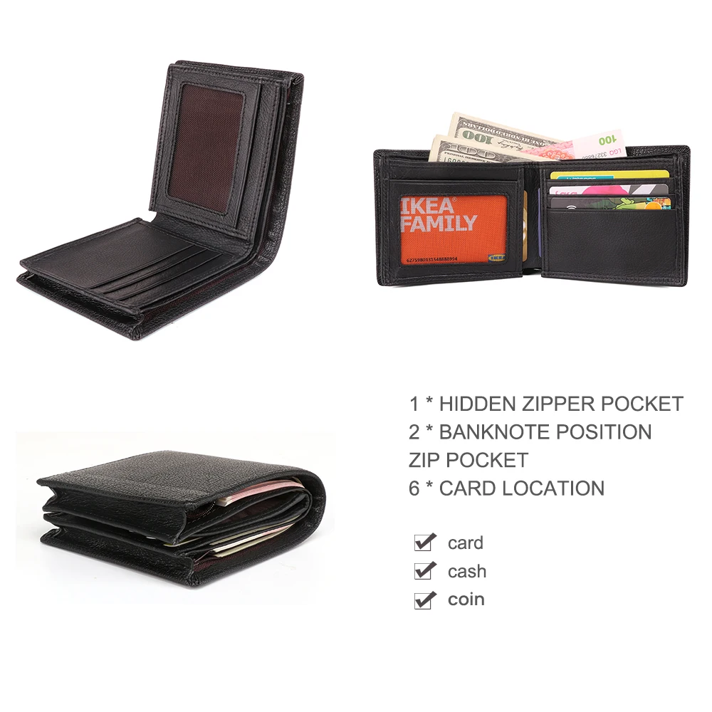 Joyir из натуральной кожи Для мужчин кошельки Винтаж короткий бумажник с карманом