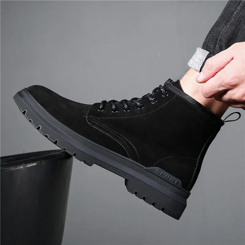 

mens luxury fashion cowboy boots genuine leather tooling shoes lace-up platform desert boot ankle botas masculinas sapatos man