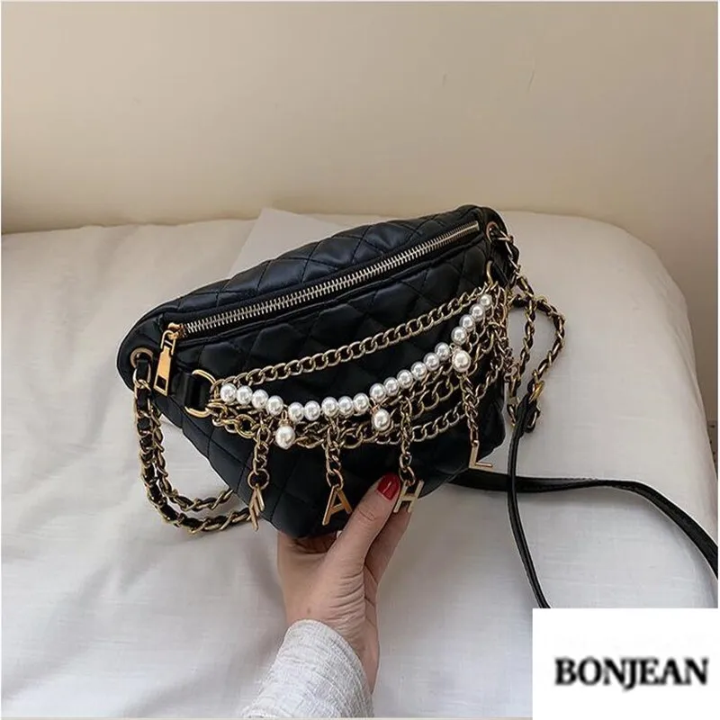 Нагрудная сумка женская ромбовидная модная на одно плечо с буквенной цепочкой 2019