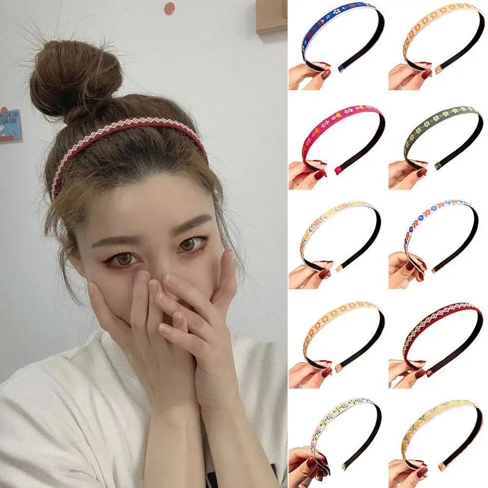 

New Arrival Embroidered Flower Retro Hairband Headband For Women Headdress Hair Hair Head Scrunchie Girls Accessories Hoop J7F5