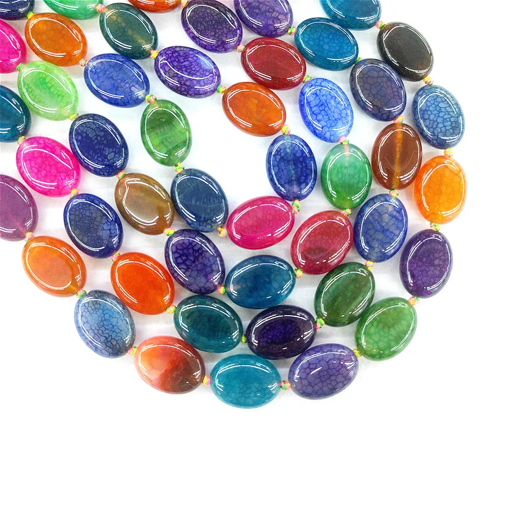 Natural Stone Agates Beaded Women Jewelry Making Veins Oval-shaped Piece Mixcolor Loose Beads DIY Bracelet Necklace Accessories | Украшения